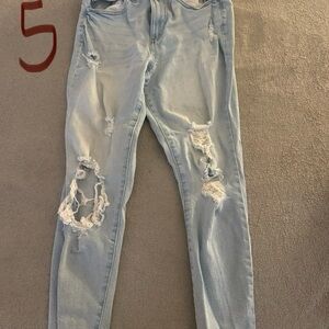 Stylish Light Blue Distressed Women Jeans